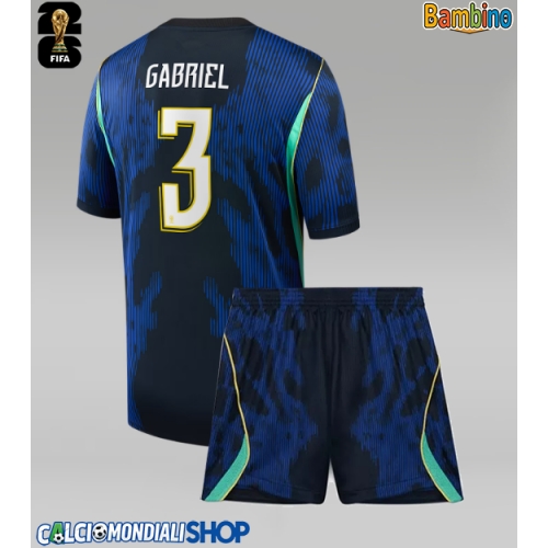 Maglie da calcio Brasile Gabriel Magalhaes #3 Seconda Maglia Bambino Mondiali 2026  Manica Corta + Pantaloni corti)